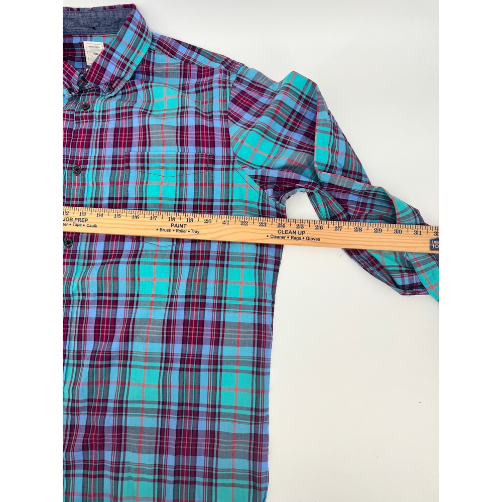 Gap Plaid Lot Shirts Mens XL Multicolor Teal Red Cotton Bundle 2 Pack Button Up - Picture 11 of 16